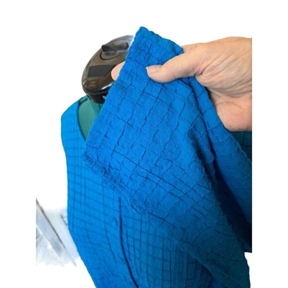 NEW Eileen Fisher Womens Cotton Button-Up Top Blue Ocean 2X Round Neck3/4 Sleeve - Picture 4 of 12